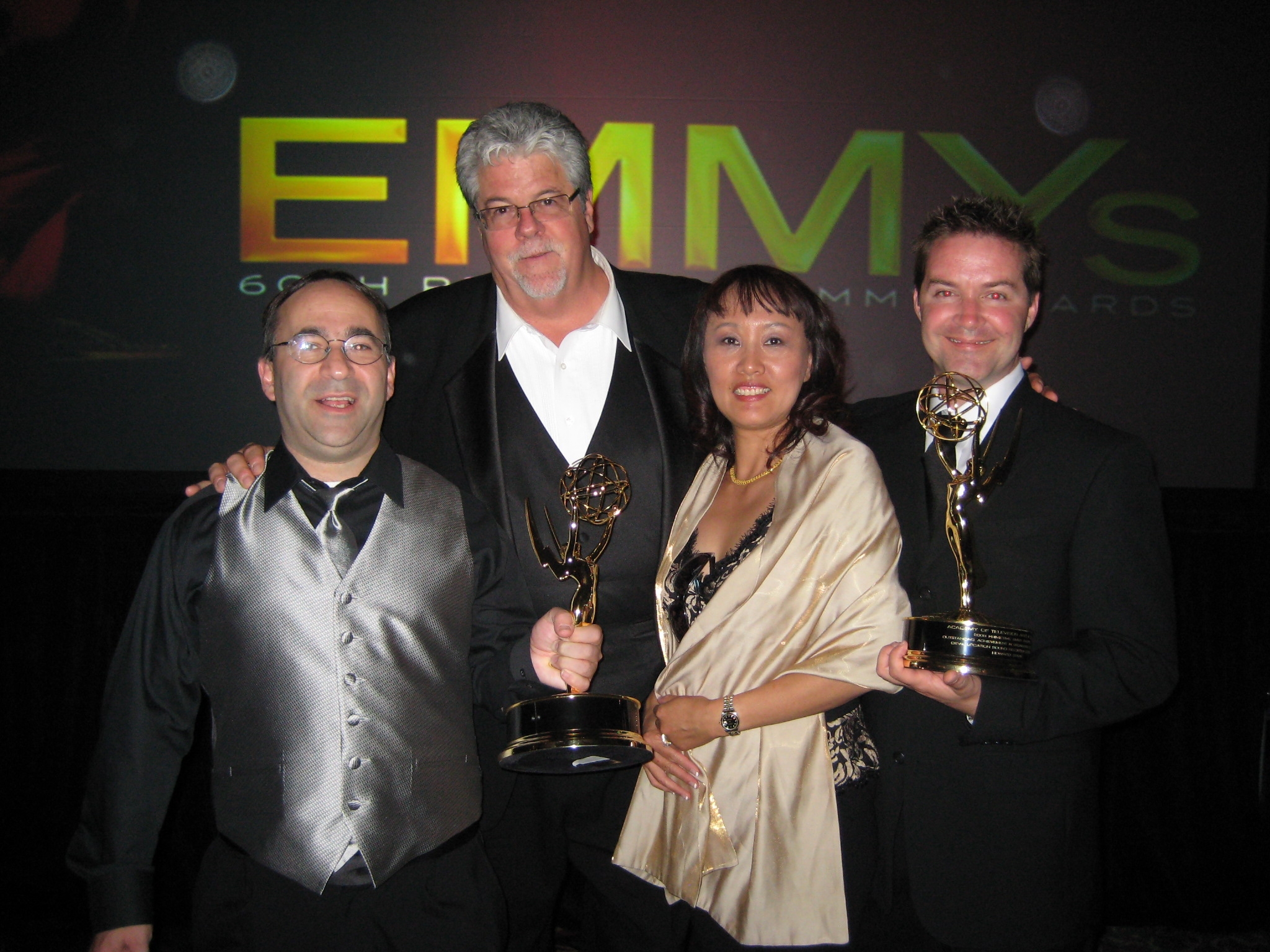 John and Nina Coffey with Glenn Sanders at the Emmy Awards